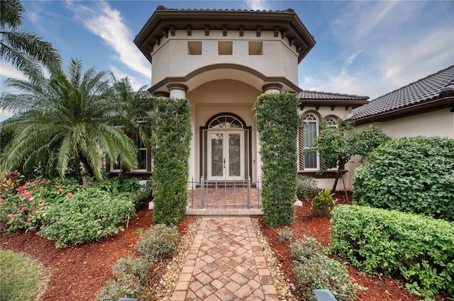 doorway to property with french doors