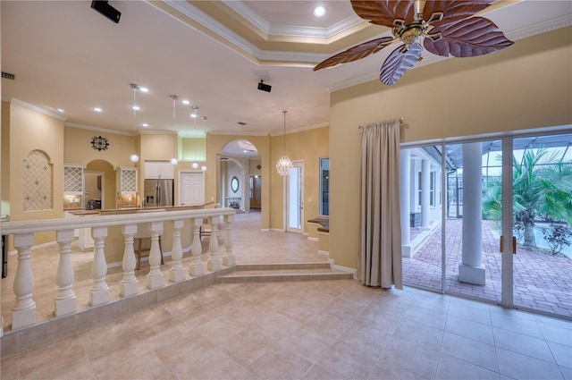 interior space featuring ceiling fan