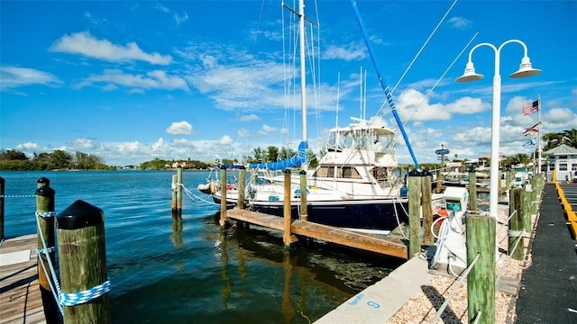 view of dock featuring a water view