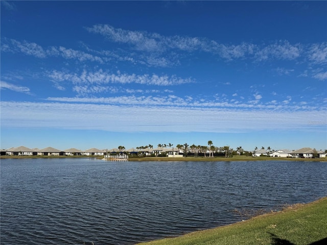 view of water feature with a residential view