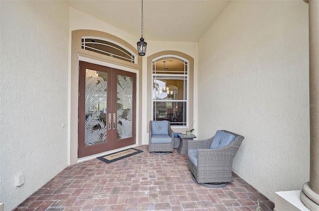 property entrance with french doors