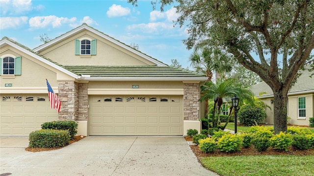 view of front of house with a garage