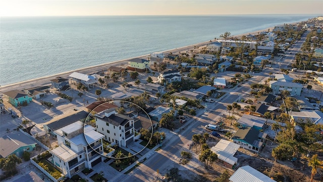 aerial view featuring a residential view and a water view