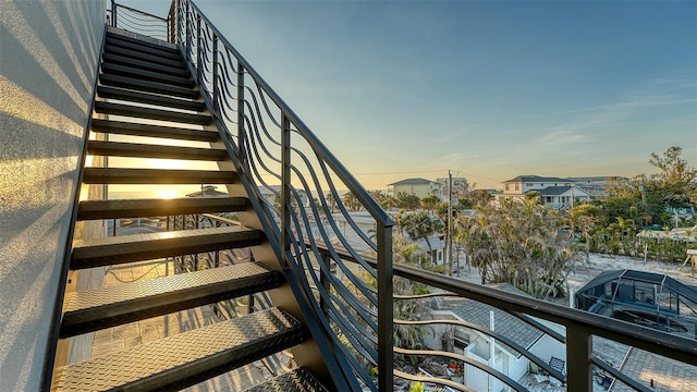 stairs with a residential view