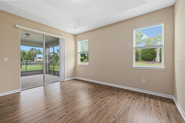 empty room featuring hardwood / wood-style flooring and a healthy amount of sunlight