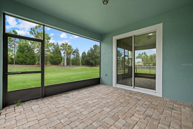 view of unfurnished sunroom