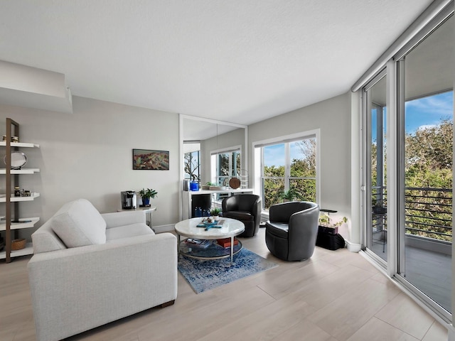 living room featuring light wood-type flooring