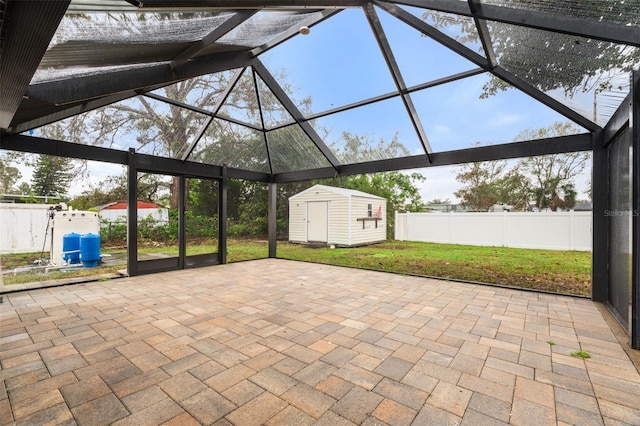 view of patio / terrace with a storage unit