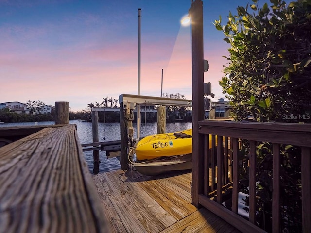 view of dock featuring a water view