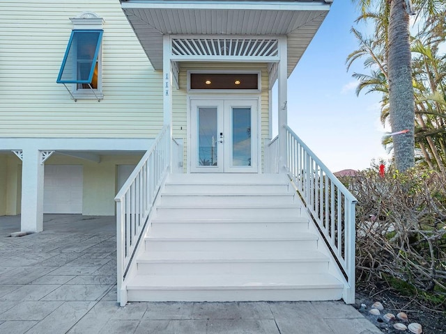 entrance to property featuring french doors