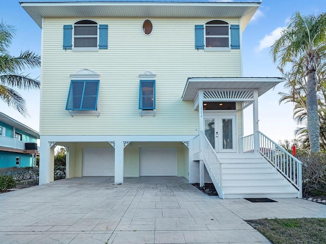 coastal home with a garage