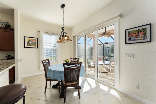 dining room with light tile patterned floors