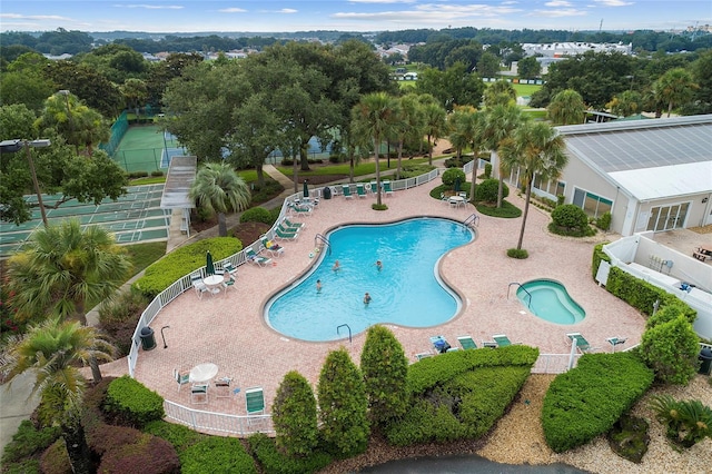 view of pool featuring a patio area