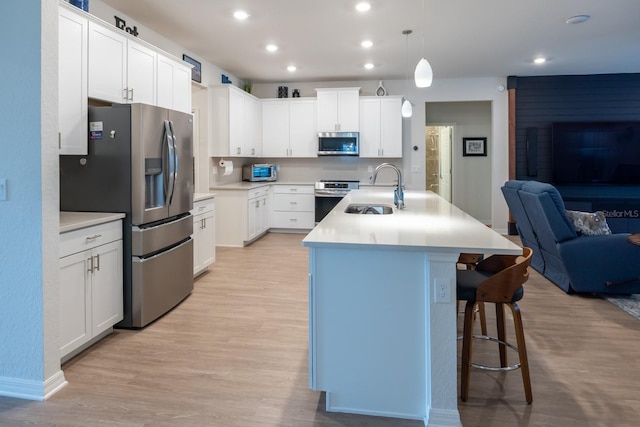 kitchen with white cabinetry, stainless steel appliances, and sink