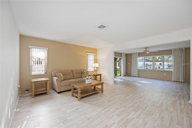 living room with light hardwood / wood-style floors