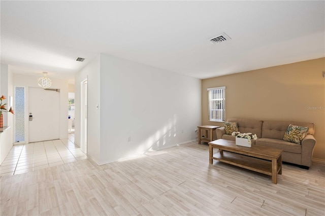 living room featuring light hardwood / wood-style floors