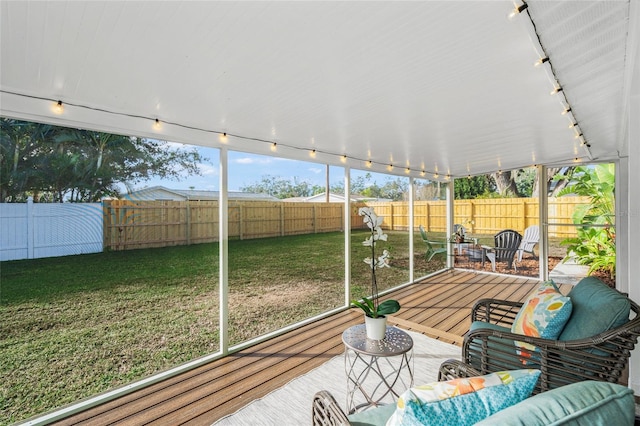 sunroom with track lighting