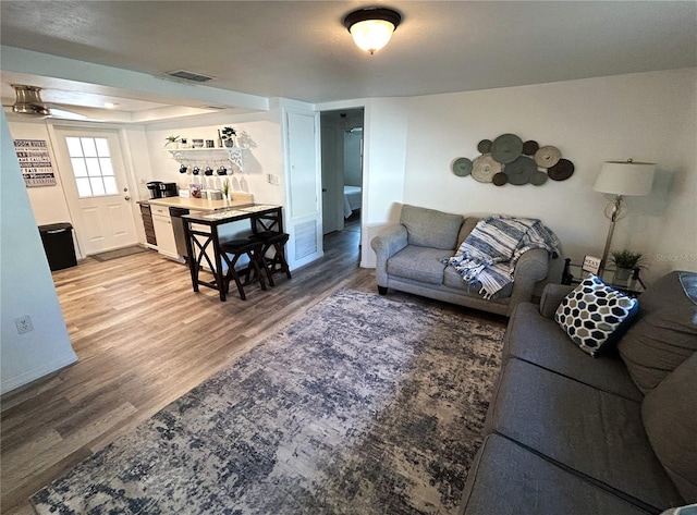 living room with wood-type flooring