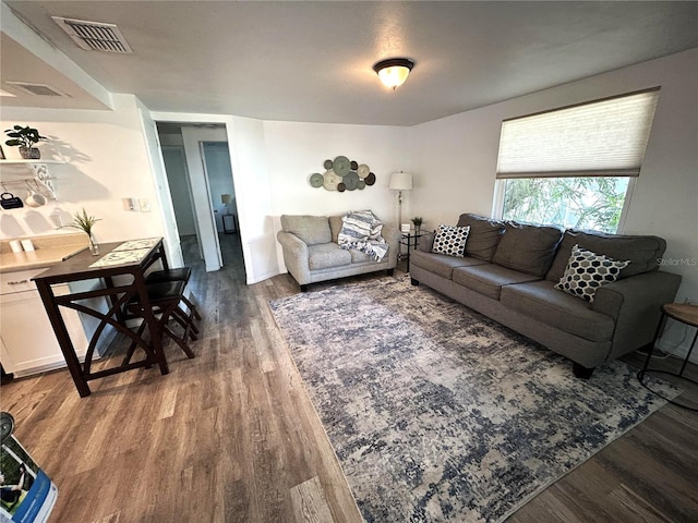 living room with hardwood / wood-style floors