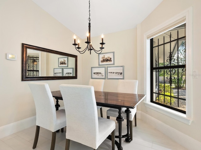 dining room featuring a chandelier