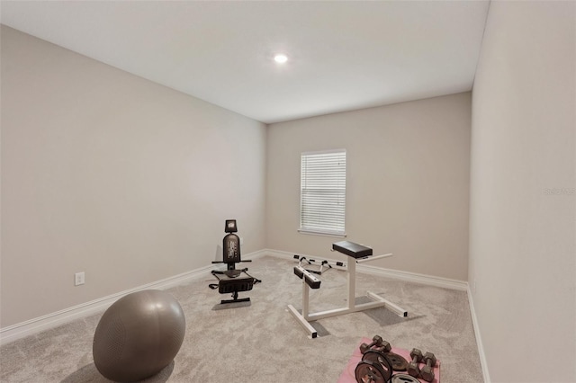 exercise room with carpet