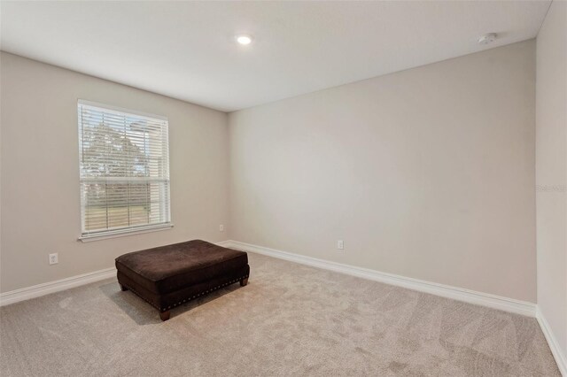 unfurnished room with light carpet