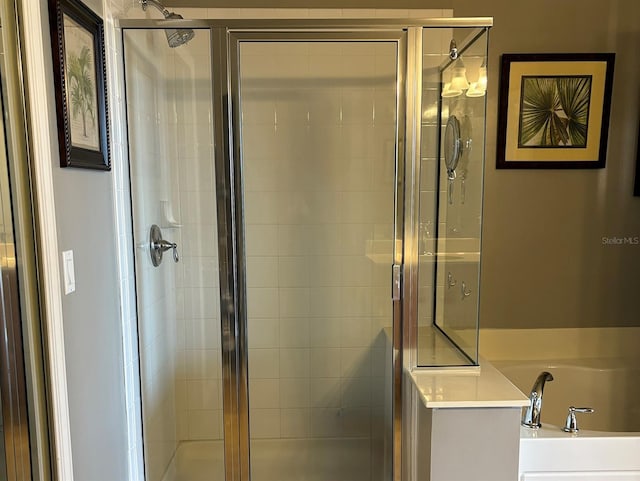 bathroom with plus walk in shower