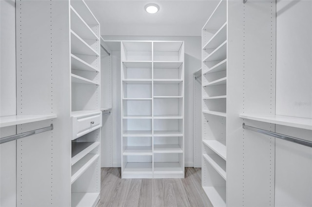 spacious closet with light hardwood / wood-style floors