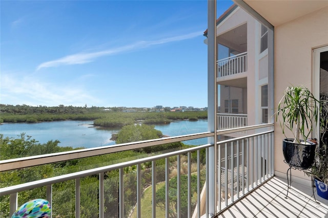 balcony with a water view