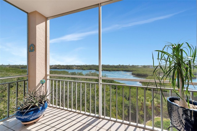 balcony with a water view