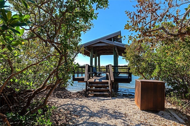 dock area featuring a water view