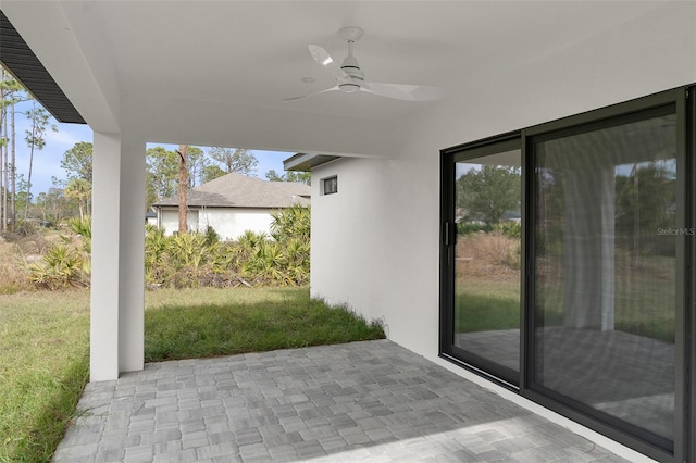 view of patio / terrace with ceiling fan