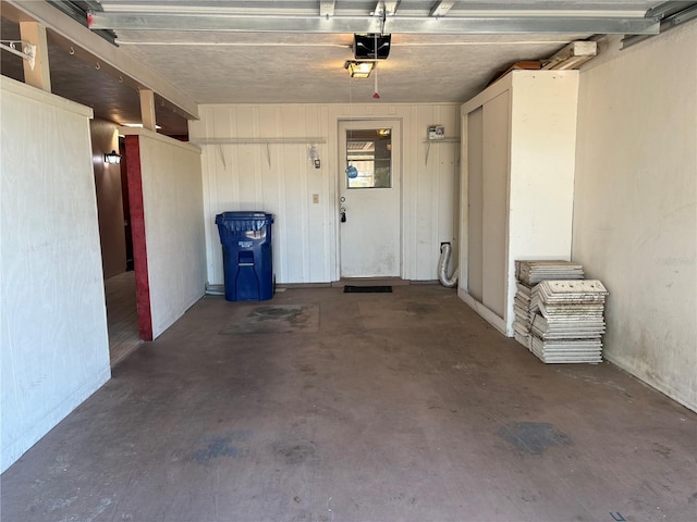 garage with a garage door opener