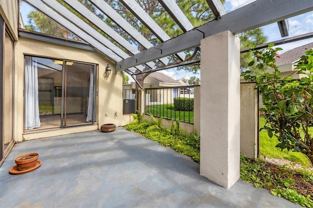 view of patio featuring a pergola