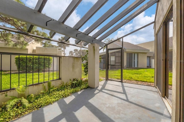 view of unfurnished sunroom