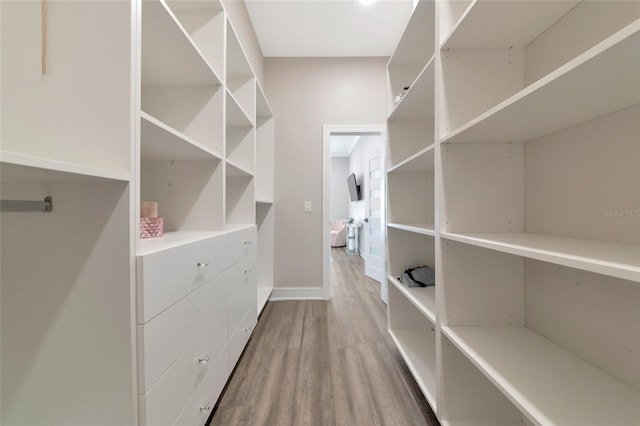 walk in closet featuring hardwood / wood-style floors