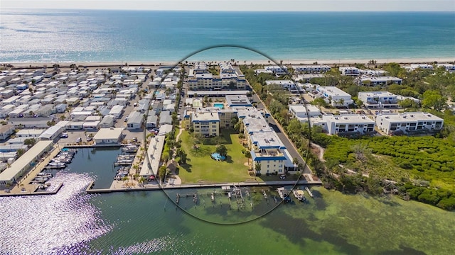 bird's eye view featuring a water view