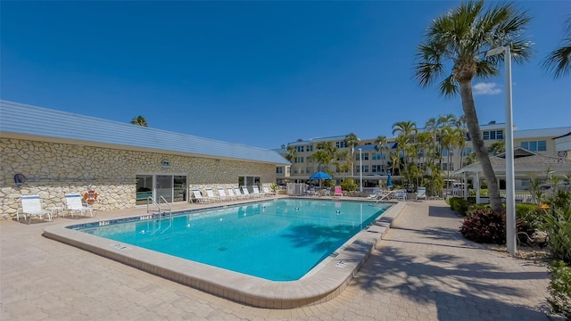 view of pool featuring a patio area