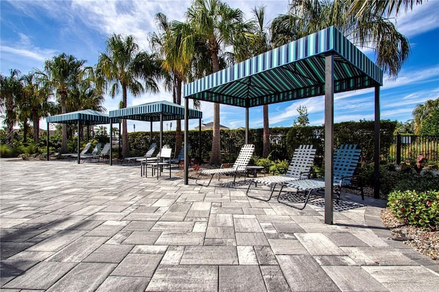 surrounding community featuring a gazebo and a patio area