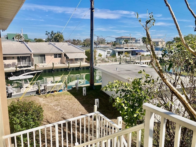 exterior space featuring a boat dock