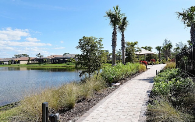 view of water feature featuring a gazebo