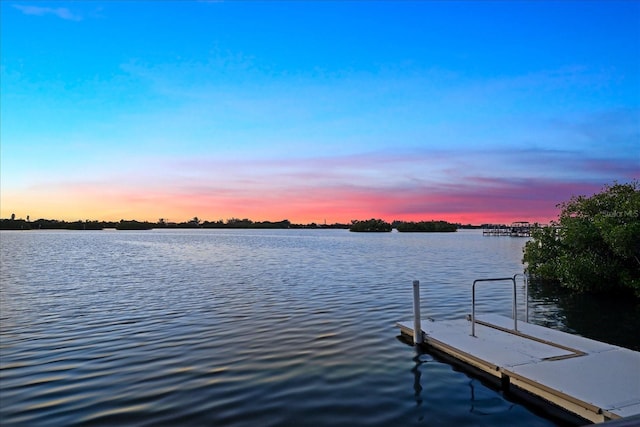 view of dock featuring a water view