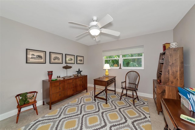 office featuring ceiling fan