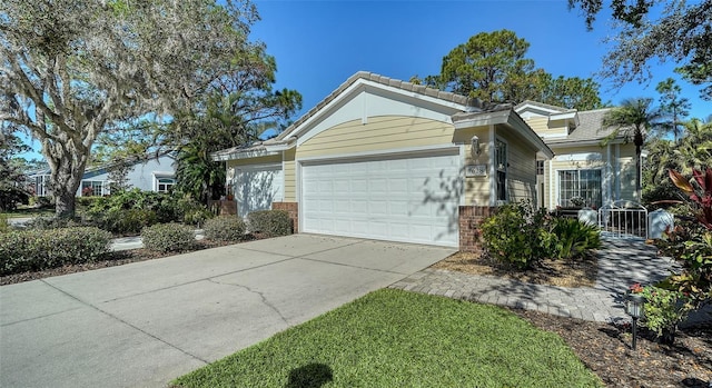 view of front of property with a garage