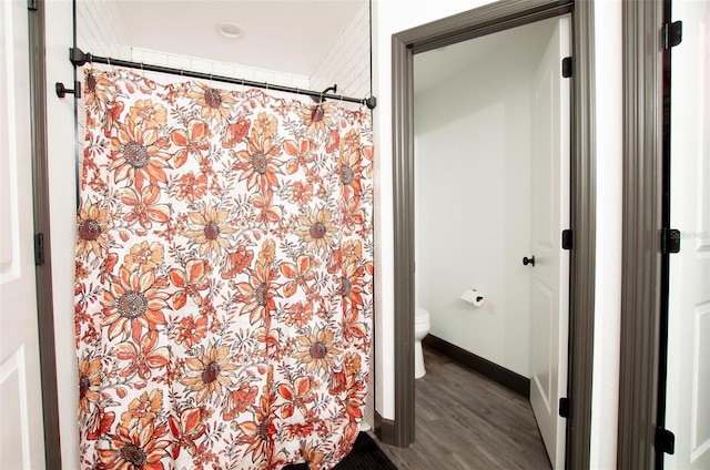 bathroom featuring toilet and hardwood / wood-style floors