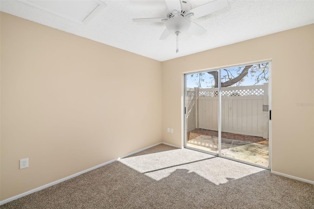 spare room with ceiling fan and carpet floors