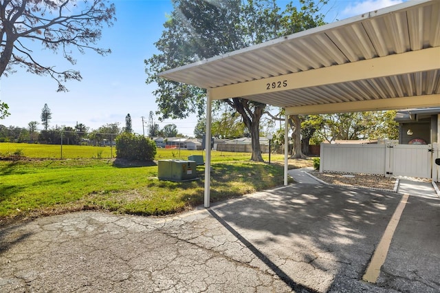 view of patio featuring a carport