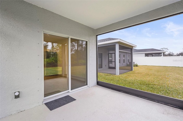 view of unfurnished sunroom