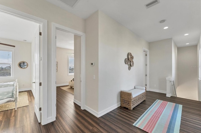 hall featuring dark hardwood / wood-style flooring