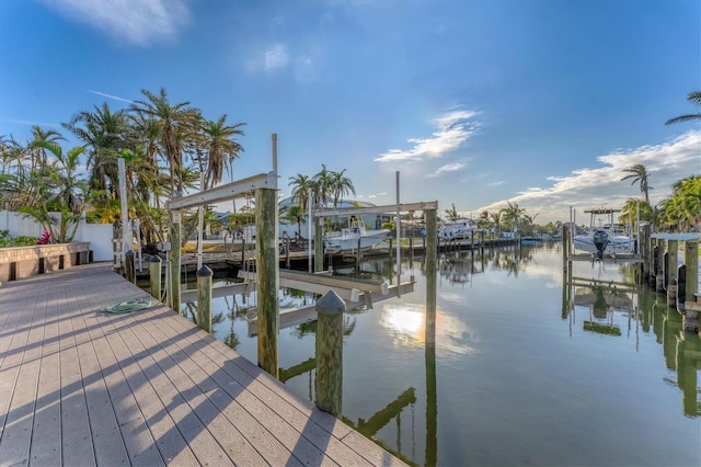 view of dock featuring a water view